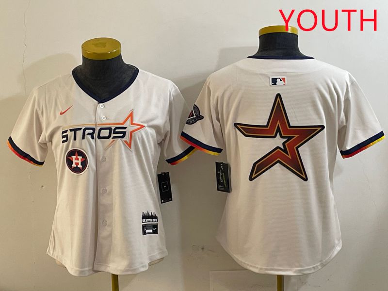 Youth Houston Astros Blank Cream Three generations Joint Name 2025 Nike MLB Jersey style 41014->youth mlb jersey->Youth Jersey